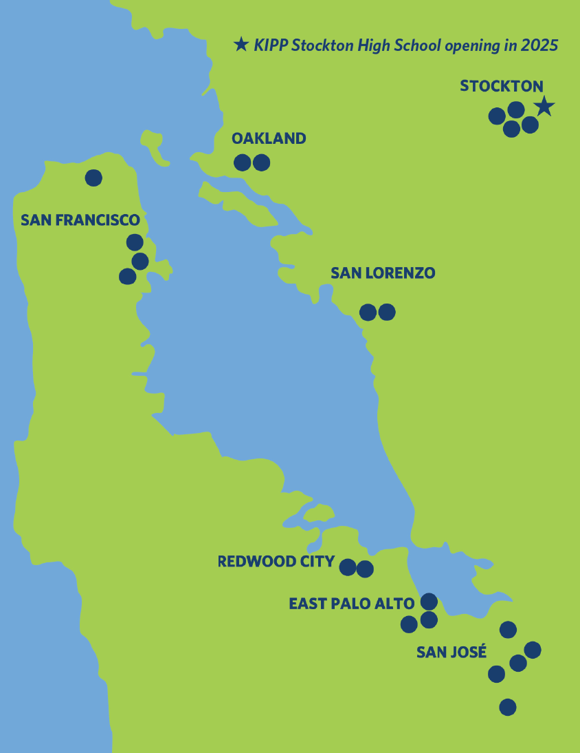 Map of our 22 schools in Northern California.